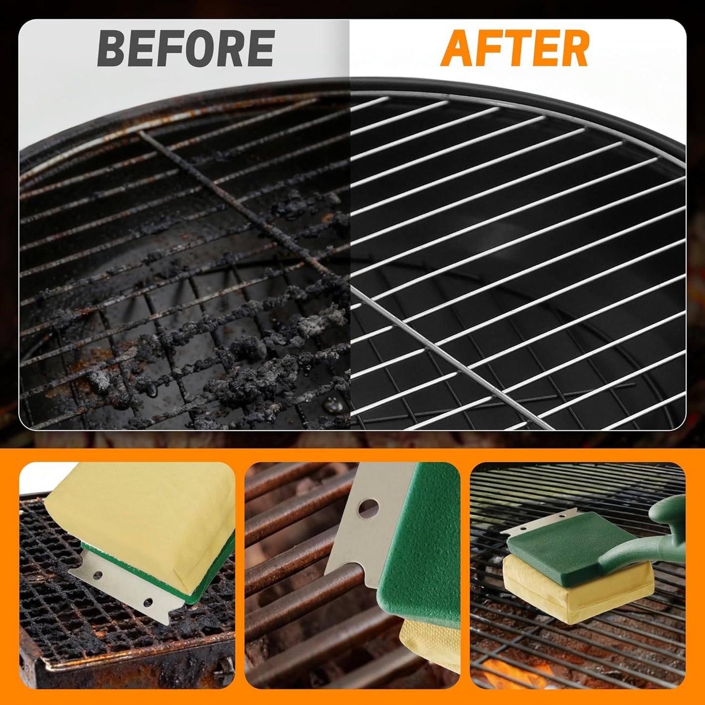 Grill Brush Bristle Free with Scraper, 22" Steam Grill Brush for Outdoor Grill, Replaceable Cleaning Head, Grill Cleaner for Cast Iron/Stainless Steel Grates - Green
