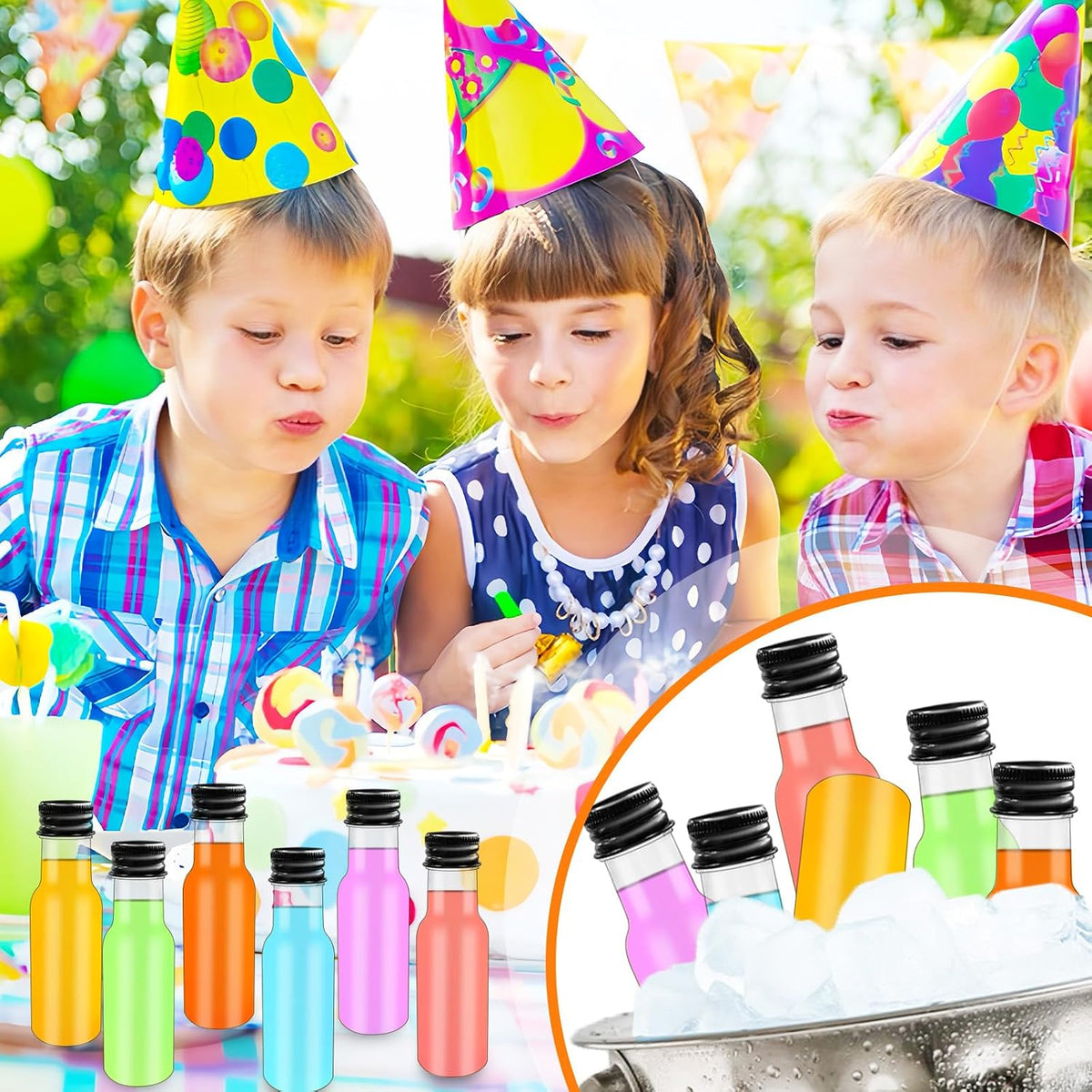 1.7oz Mini Liquor Bottles,50ml Plastic Spirit Alcohol Bottle with Black Cap,Miniature Sauce Bottles with 10 Funnels for Weddings,Party Supplies