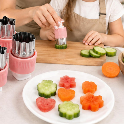 Vegetable Cutters Shapes for Kids 8 PCS Stainless Steel Set | Push-Out Ejector, Food Grade, Baking & Bento Box, Sandwich & Lunchbox Fun, Crafts