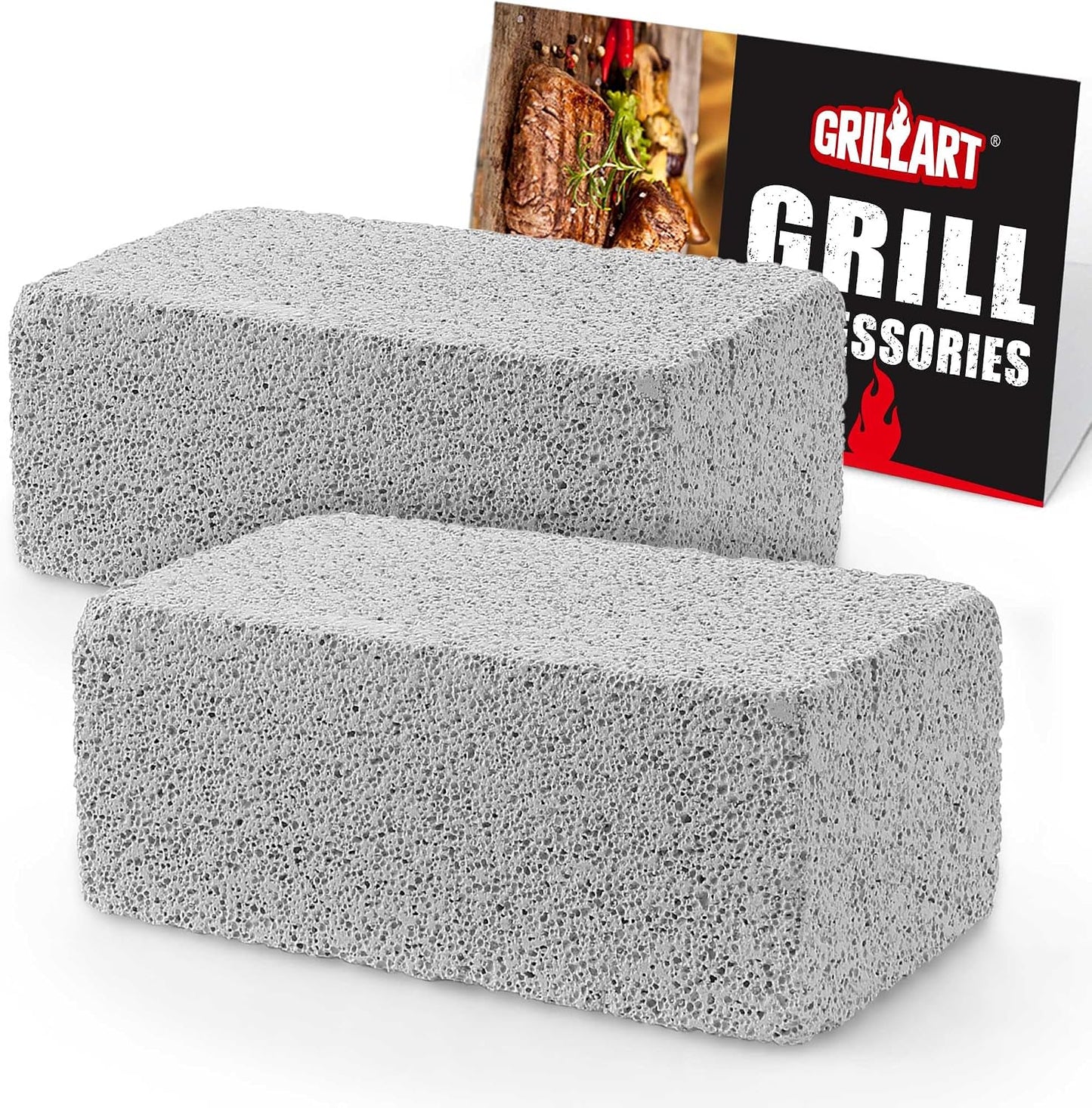 GRILLART Griddle Cleaning Kit for Blackstone, Flat Top Grill Cleaning Kit with Grill Stone, Griddle Scraper, Scouring Pad and Handles, Multifunctional Griddle Accessories for Rusty Grills, Orange