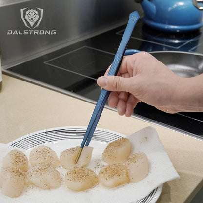 DALSTRONG Chef Tweezers Professional Kitchen Tongs- 12" high-precision Tweezer Tongs for Cooking - Stainless Steel Black w/vTitanium Coating -BBQ, Plating, Multi-use