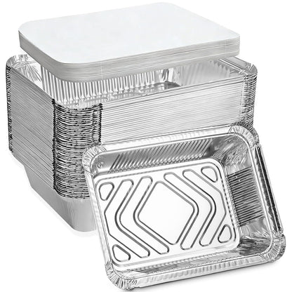 20 Pack Aluminum Pans with Lids(8.5"×6"), 2.25 lb Aluminum Foil Dinner Pans with Lids, Disposable Foil Pans for Baking, Cooking, Meal Prep, Takeaway and Freezing