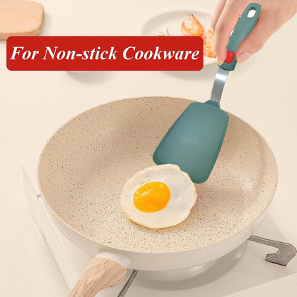 Silicone Spatula Turner Set of 2, Heat Resistant Pancake Spatulas for Nonstick Cookware Pan, Wide Slotted Cooking Spatula for Omelette Egg Fish, Thin Flexible for Kitchen Use, Dishwasher Safe