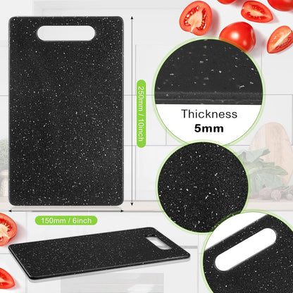 Lounsweer 2 Pcs Small Cutting Board for Kitchen Mini Plastic Cutting Board Set Bar Dishwasher Safe Granite Color Food for Camping Food Fruits Prep Vegetables Easy Grip(6" x 10",White)