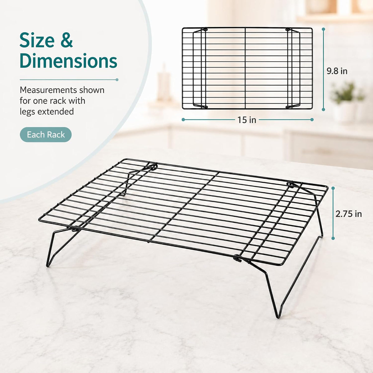 Kingrol 6-Piece Stackable Cooling Racks for Baking, Two 3-Tier Sets