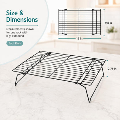 Kingrol 6-Piece Stackable Cooling Racks for Baking, Two 3-Tier Sets