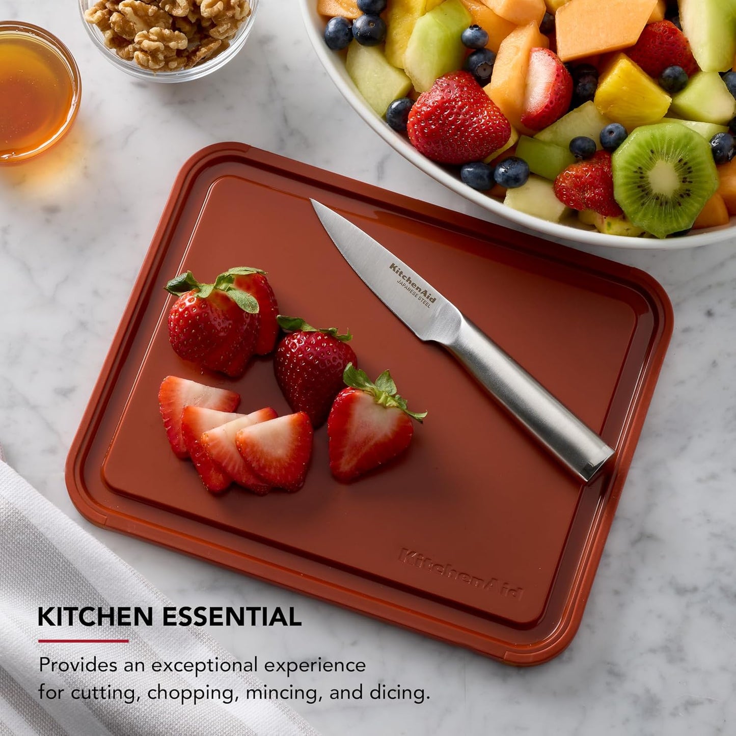 KitchenAid Classic Plastic Cutting Board with Perimeter Trench and Non Slip Edges, Dishwasher Safe, 12 inch x 18 inch, Gray