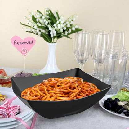 R-kay 6 Pack Square Plastic Serving Bowls - Clear Plastic bowls 16 Oz - Disposable Serving Bowls Heavy Duty For Weddings Catering And Birthday parties