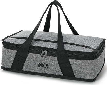 MIER Insulated Casserole Carrier for Hot or Cold Food Thermal Food Carrier Bag for Lasagna Potluck Parties Picnic Cookouts, Fits 9"x13" Baking Dish/Foil Pan, Red