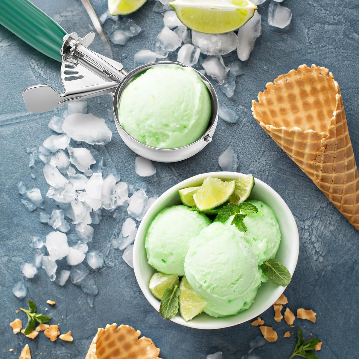Reallnaive Ice Cream Scooper with Trigger, 4 oz, Gray