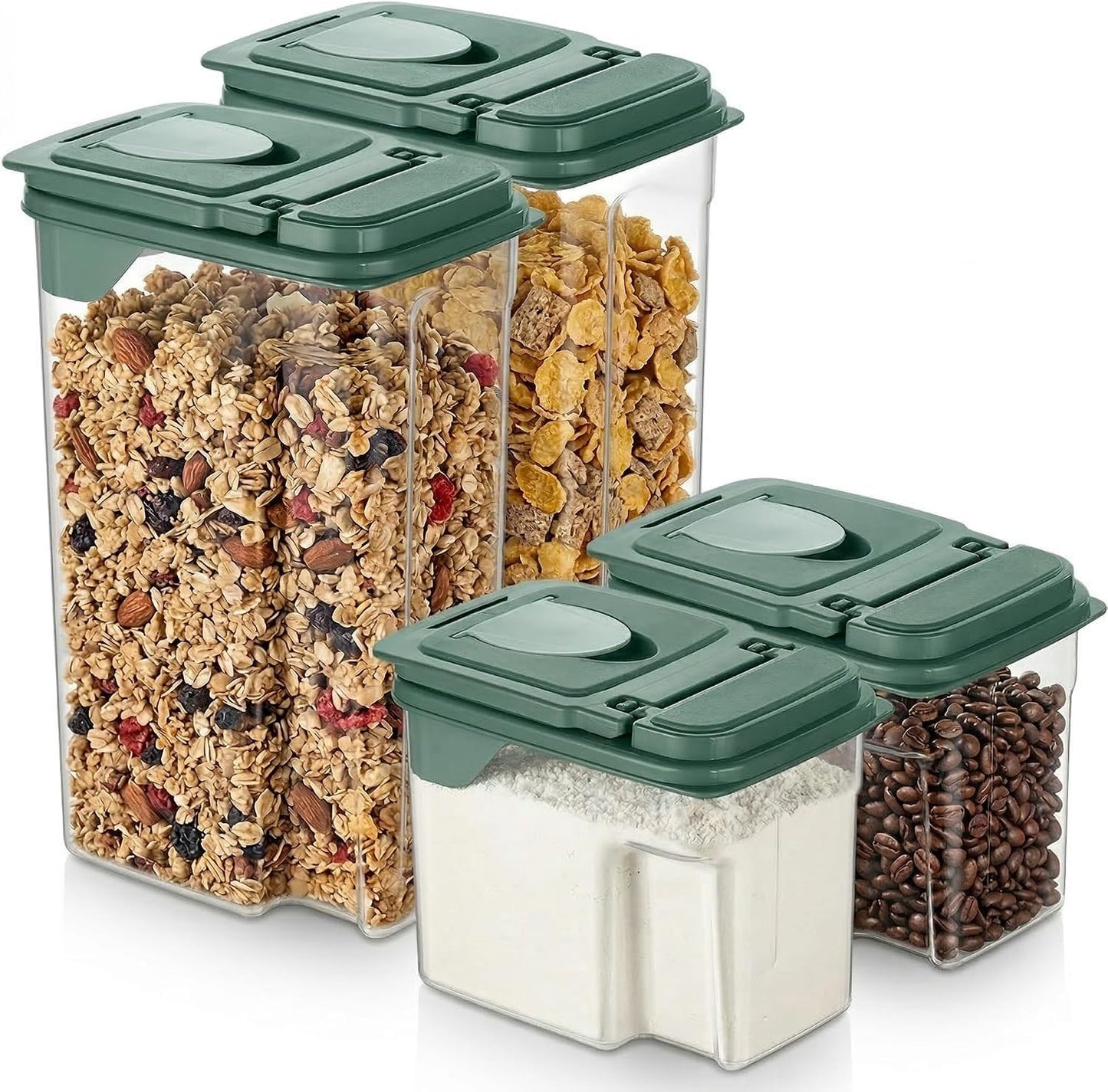 Tribello Food Storage Dispenser with Pour Spout Lid – Pantry Bin – Clear Slim Food Storage Container for Rice, Sugar, Cereal – BPA Free - Kitchen Organization (Small 1.9 Quarts - 2pack)