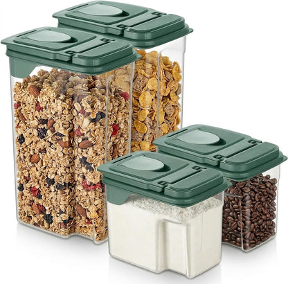 Tribello Food Storage Dispenser with Pour Spout Lid – Pantry Bin – Clear Slim Food Storage Container for Rice, Sugar, Cereal – BPA Free - Kitchen Organization (Small 1.9 Quarts - 2pack)