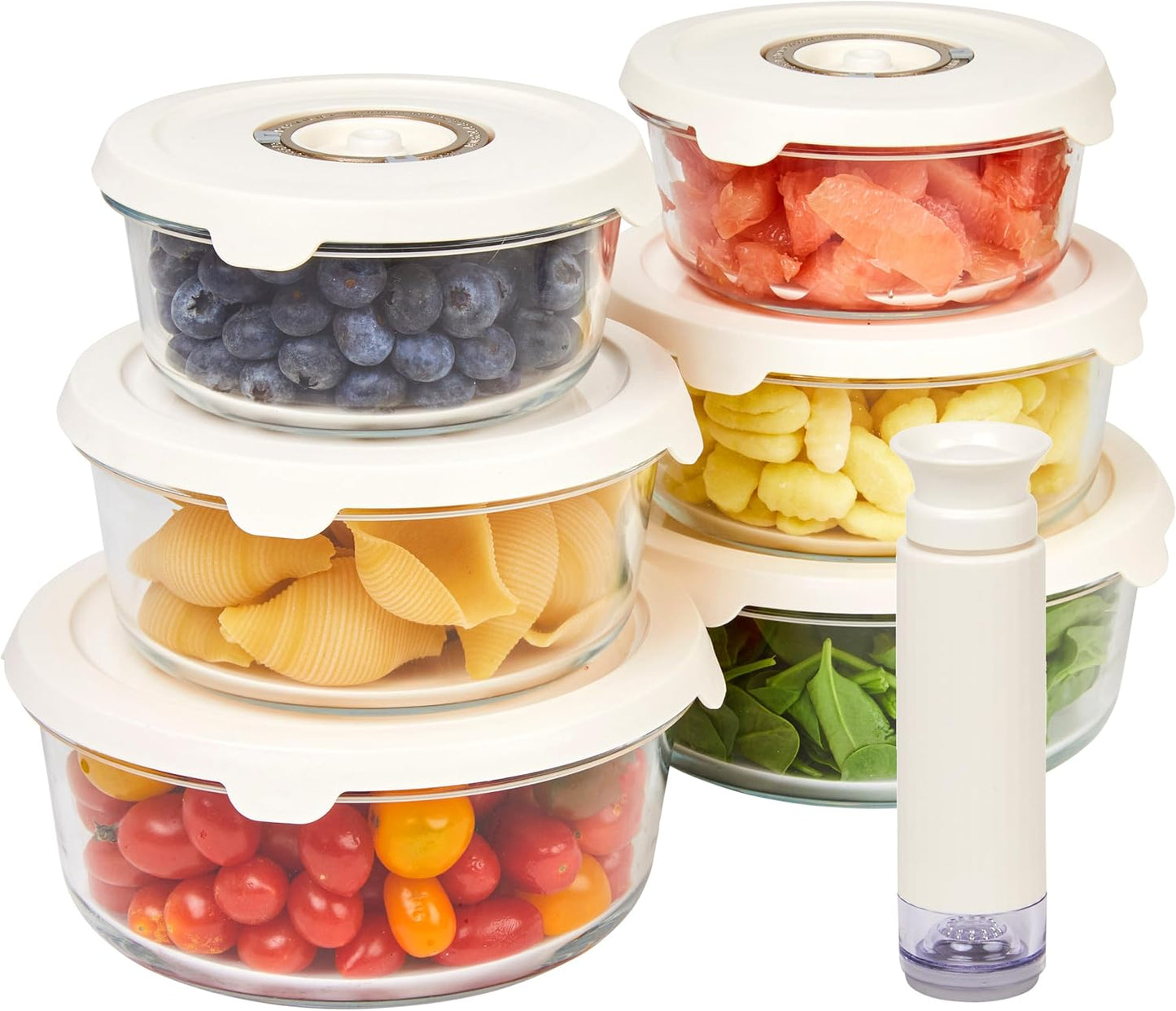 HOLDN’ STORAGE Vacuum Food Storage Containers, Set of 8 Glass Containers & Electronic Pump - Keep Food Fresh Longer, BPA-Free Glass, Leak-Proof, Ideal for Meal Prep, Marinating
