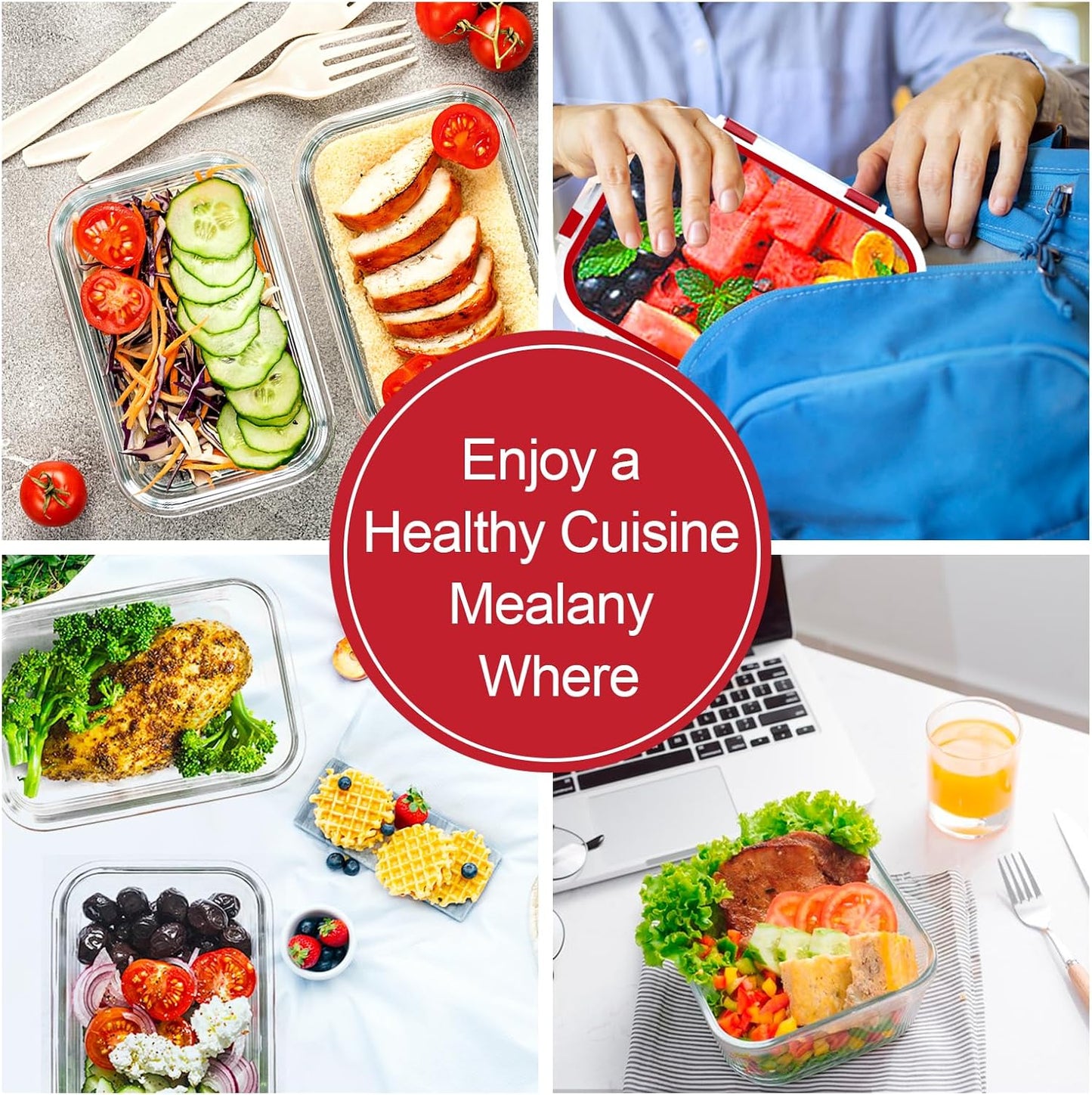 VERONES 10Pack Glass Meal Prep Containers, Airtight Glass Lunch Containers,Stackable Glass Food Storage Containers Set with Lids,Exclusive of BPA, for Microwave,Oven, Freezer&Dishwasher Friendly,Green