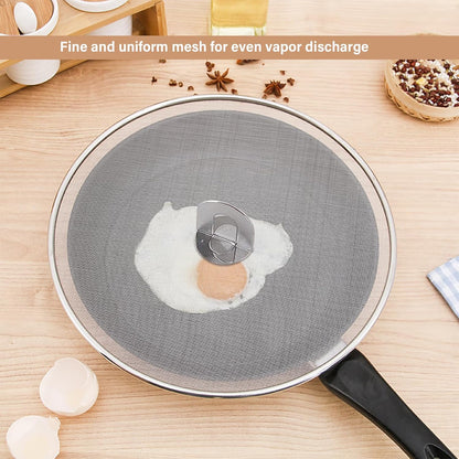 Splatter Screen for Frying Pan 13" 11.5" 9.8" Stainless Steel Fine Mesh Grease Splatter Guard with Comfort Silicone Handles and Resting Feet for Prevent Oil Splatter Safe Cooking