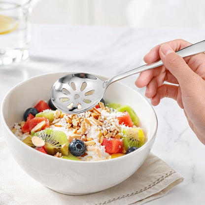 Hetenoyo Mini Slotted Spoon Set, 4 Pack Stainless Steel for Kitchen