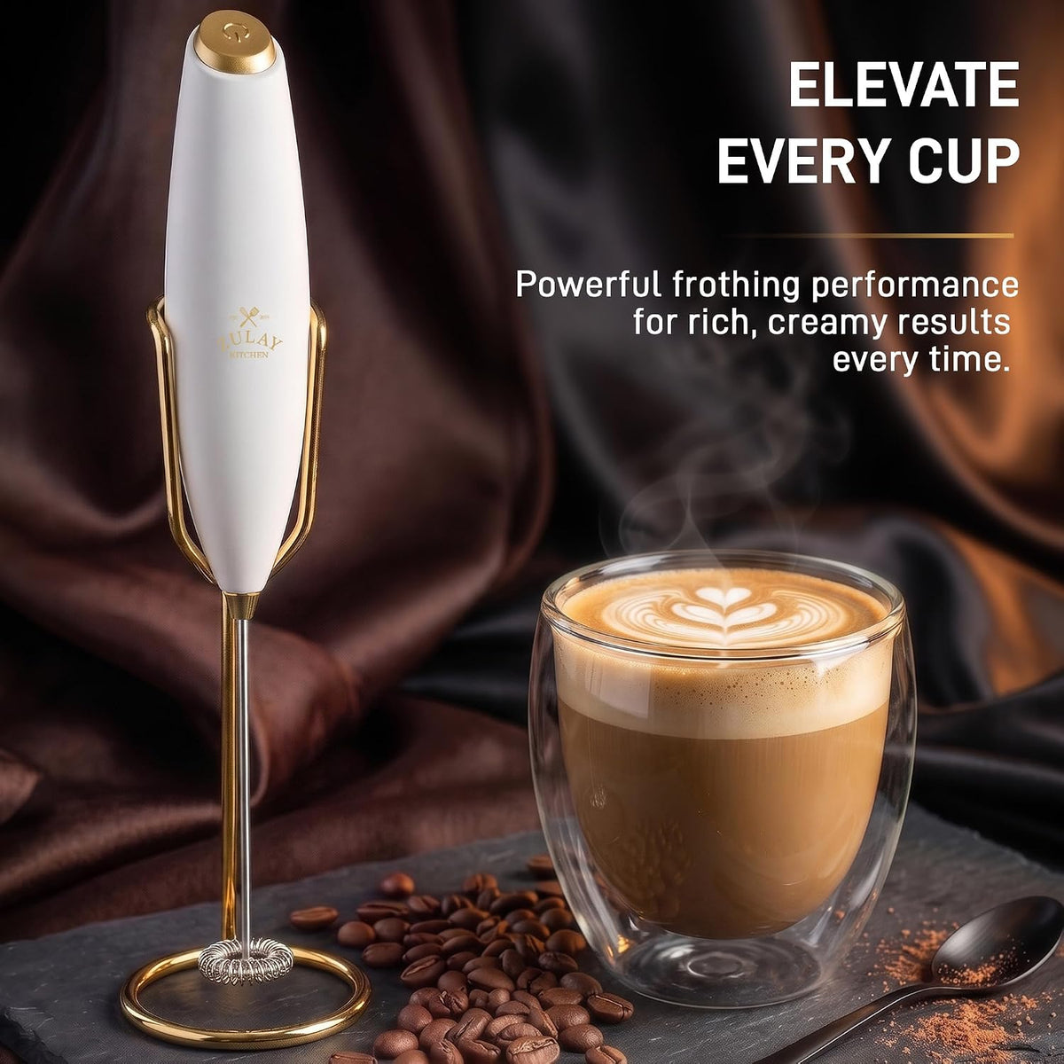 Zulay Kitchen Rechargeable Milk Frother Handheld - Frother Wand, Drink Mixer, Electric Whisk Frother, for Cappuccinos, Matcha & Protein Powder - Dynamic 3 Whisk, 3 Speed 500mAh Black - Colors B