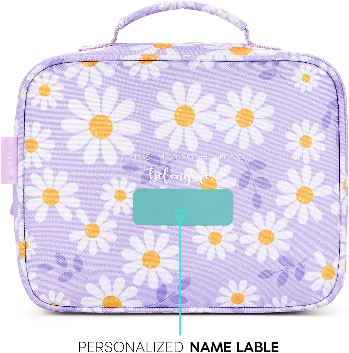 mibasies Kids Lunch Box for Girls Toddler, Insulated and Reusable Lunch Bag for School, Pink Rainbow