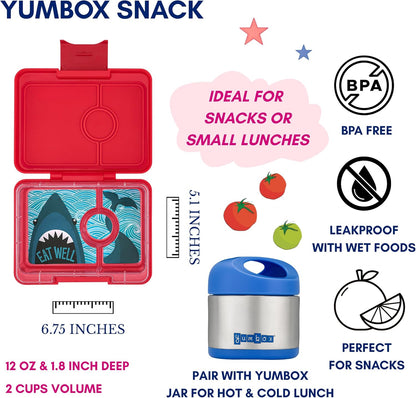 Yumbox Snack Box, 3 Compartments, Leakproof, Glitter Blue | Built-In Dip Well | Removable Compartment Tray | Easy-Open Single Latch | Lightweight & Compact | Perfect for Snacks & Sides