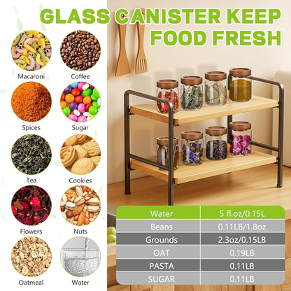 Small Glass Jars with Airtight Lids Round Spice Jar Kitchen Storage Jars Seasoning Containers Bottle Glass Food Storage Canisters Jars for Coffee Cookie Liquid Pantry Organizers