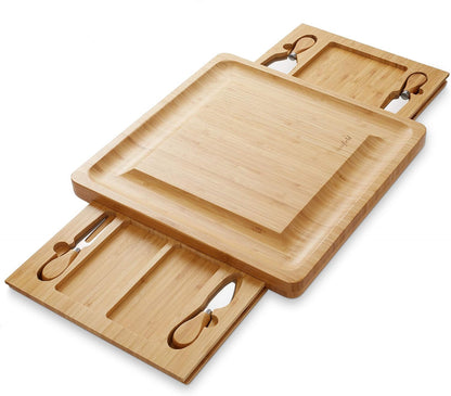 Casafield Bamboo Cheese Board and Knife Gift Set, Wooden Charcuterie Board Meat and Cheese Platter for Entertaining, Housewarming, Birthday, Wedding