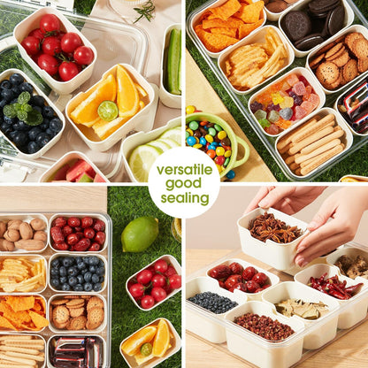 Snackle Box Container with Lid and Handle – Divided Serving Platters for Candy, Fruit, and Treats – Portable and Versatile Snackle Box
