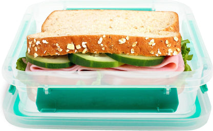 Biosmart Sandwich Container: 3 Pack Reusable, BPA Free Plastic Food Storage with Snap-Off, Leak-Proof Lid