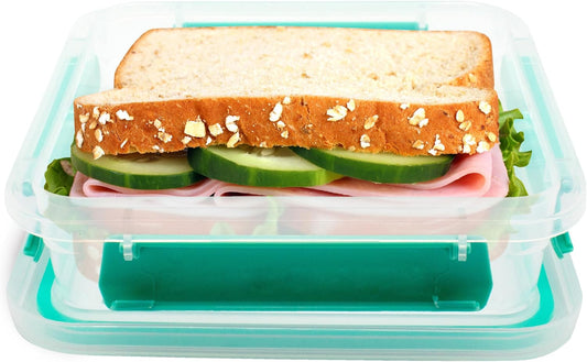 Biosmart Sandwich Container: 3 Pack Reusable, BPA Free Plastic Food Storage with Snap-Off, Leak-Proof Lid