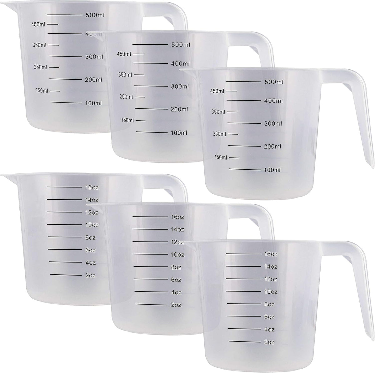 U.S. Kitchen Supply Plastic Measuring Cups with Handles - 16 oz (500 ml)