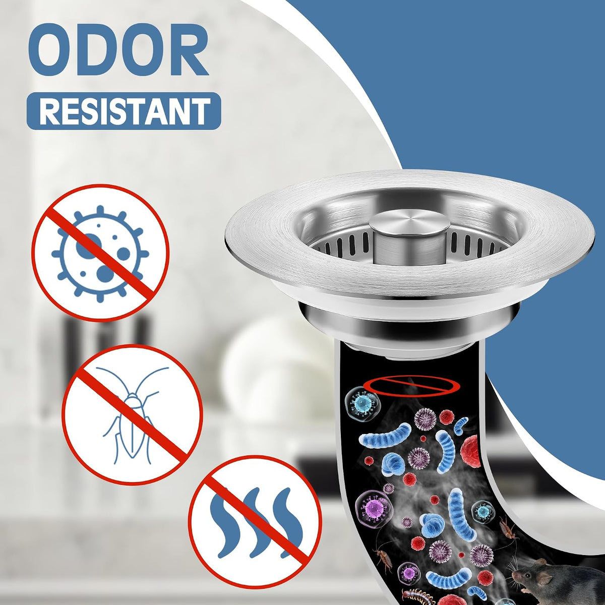 TGOSOMT Kitchen Sink Drain Strainer Stopper