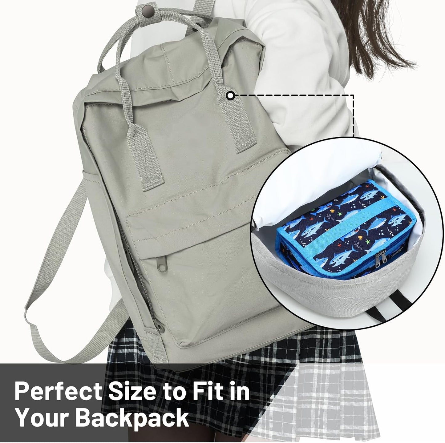 MIER Small Lunch Bag for Kids & Adults Compact Insulated Lunch Box Portable Thermal Mini Cooler for Work School Travel, Bluesteel