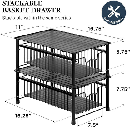Simple Houseware Stackable Basket Drawer, Chrome