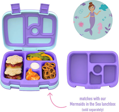 Bentgo® Kids Prints Tray with Transparent Cover - Reusable, BPA-Free, 5-Compartment Meal Prep Container with Built-In Portion Control for Healthy Meals At Home & On the Go (Mermaids in the Sea)