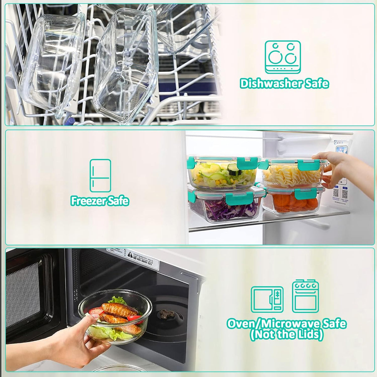 M MCIRCO 24-Piece Glass Food Storage Containers with Upgraded Snap Locking Lids,Glass Meal Prep Containers Set - Airtight Lunch Containers, Microwave, Oven, Freezer and Dishwasher