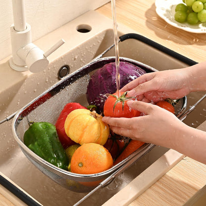 Fox Run Stainless Steel Colander, 4.7 Quart Over The Sink Pasta Strainer