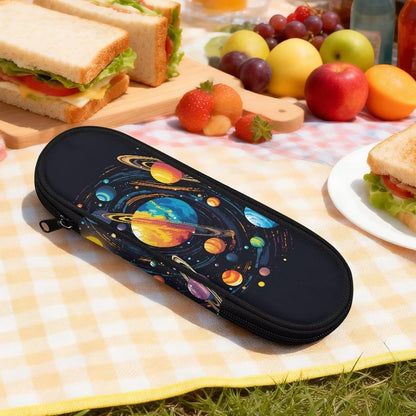 Travel Cutlery Set with Case for Kids Portable Utensil Case Reusable Silverware Pouch for School Travel Lunch Capybara Flower