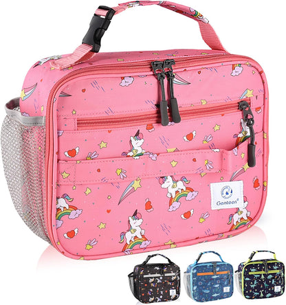 Genteen Lunch Box Kids, Insulated Lunch Bag Kids Boys Girls Back to School, Soft Lunch Box for Men Reusable Lunchbox for Office,Outdoor,School (Black)