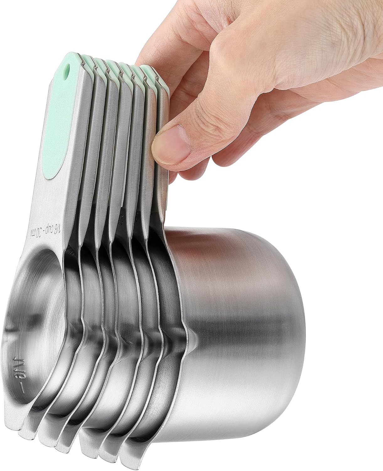 Spring Chef Magnetic Measuring Cups & Spoons Set, Patented, Strong N45 Magnets, Heavy Duty Stainless Steel Fits in Spice Jars for Baking & Cooking, BPA Free, Round Set of 15 with Leveler, Black