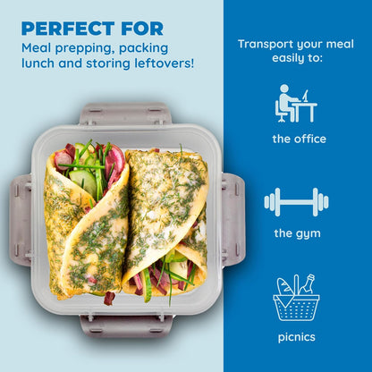 Biosmart Sandwich Container: 3 Pack Reusable, BPA Free Plastic Food Storage with Snap-Off, Leak-Proof Lid