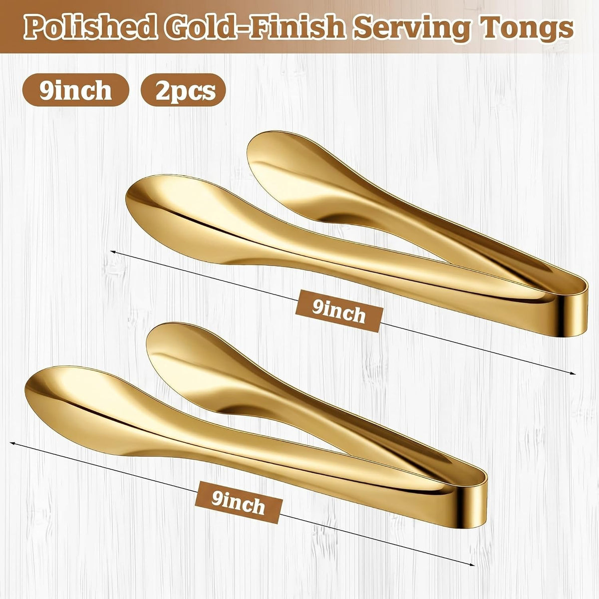 Silver Polished Serving Tongs 9 Inch