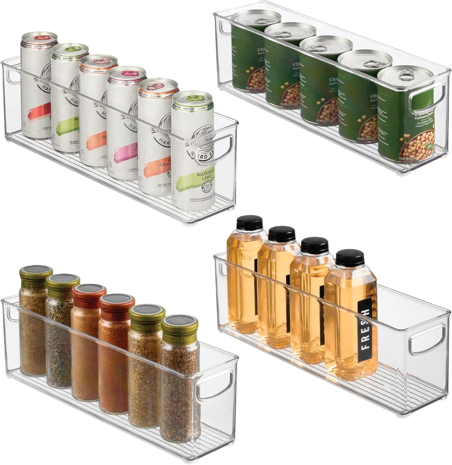 InterDesign iDesign Plastic Stackable Pantry Bin - Storage Bin with Handles for Cabinets or Fridge - Set of 2 - Clear