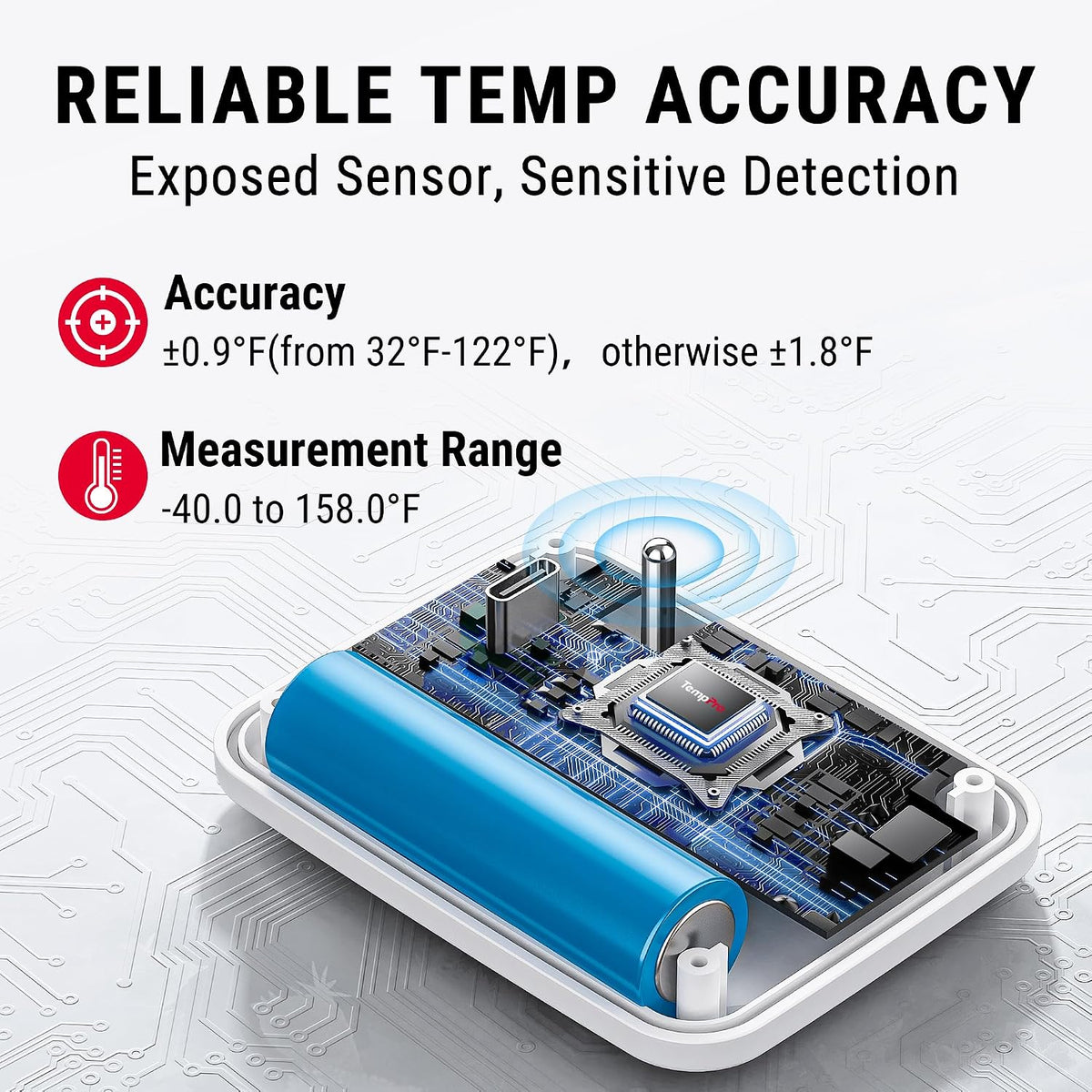 TempPro TempAir Wireless Freezer Fridge Thermometer with Alarm