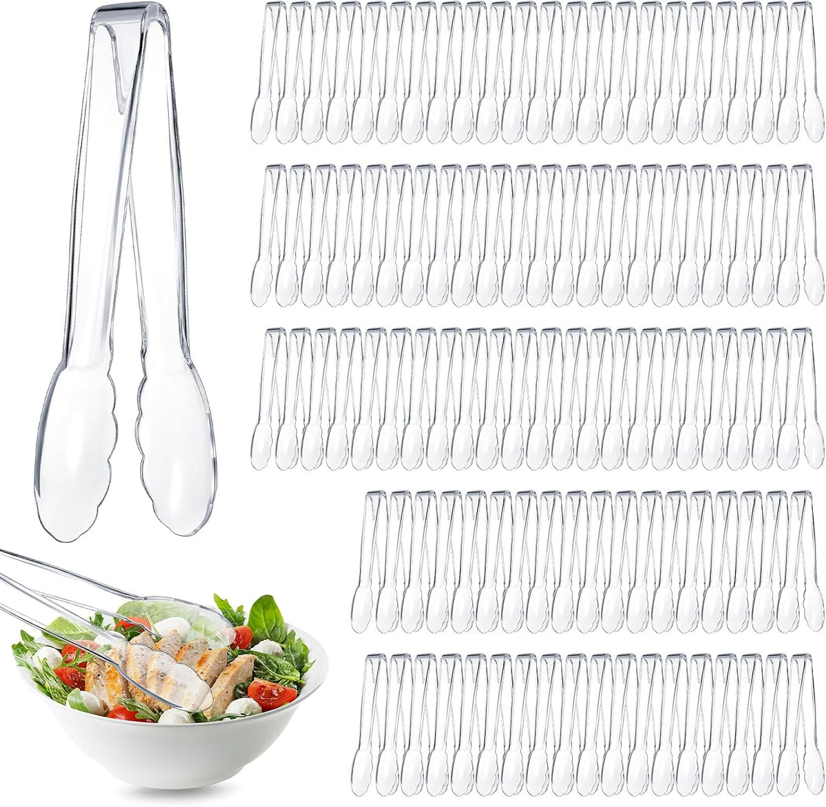 Plastic Tongs, 9 Inch Disposable Serving Tongs,Black