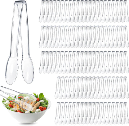 Plastic Tongs, 9 Inch Disposable Serving Tongs,Black