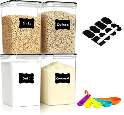 42pcs Airtight Containers, Clear Stackable Dry Food Storage | 42pk clear airtight containers with tight lids keep dry food fresh. Safe plastic, stackable for pantry kitchen storage