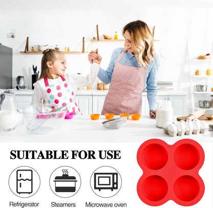 2 Pack Air Fryer Egg Bite Molds, 4-Cup Mini Round Muffin Pans Silicone Baking Molds For Oven, Air Fryer and Pot Production Egg Bites, Cupcake, Muffin, Tart, Frittata, Quiche (2 Pack 5.3 x 5.3 inch)