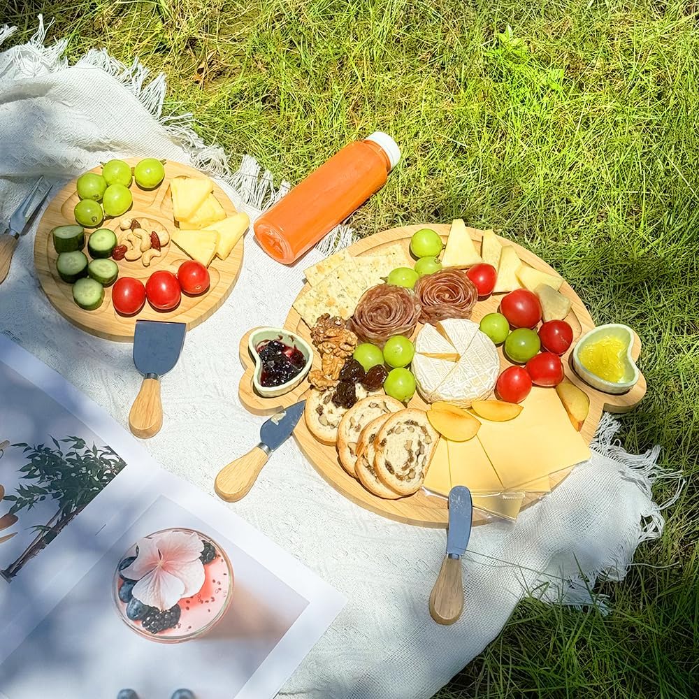 Charcuterie Boards Gift Set: Bamboo Charcuterie Cheese Board - Unique for Mom - House Warming Gifts New Home, Bridal Shower Wedding Gifts for Couple