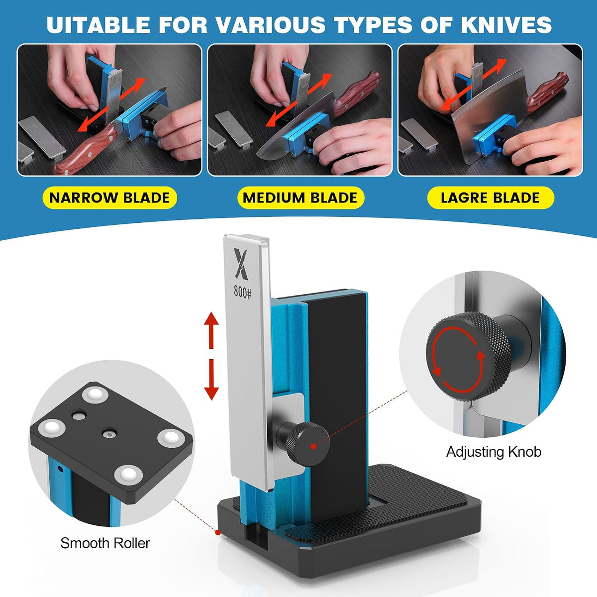 Adjustable Rolling Knife Sharpener, 10°–40° Angles