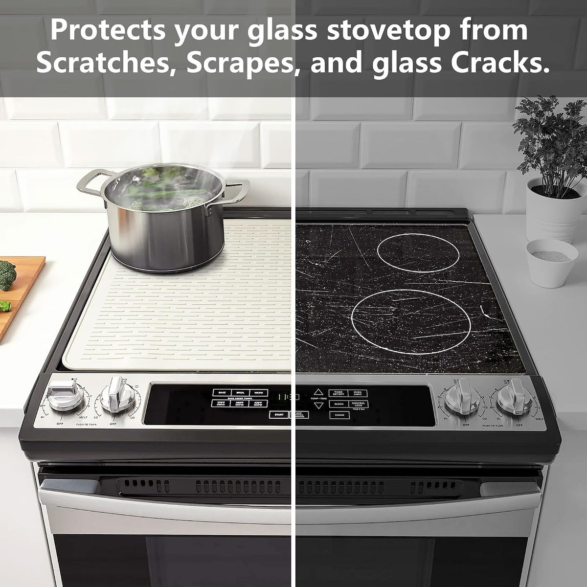 YUHFERA Stove Top Cover for Electric Stove - Silicone Stove Mat for Glass Top, Glass Cooktop Protector For Kitchen,Multi-functional Oven Covers for Electric Stove (Black,28 x 20)