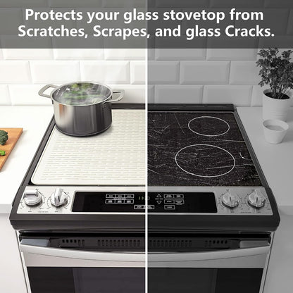 YUHFERA Stove Top Cover for Electric Stove - Silicone Stove Mat for Glass Top, Glass Cooktop Protector For Kitchen,Multi-functional Oven Covers for Electric Stove (Black,28 x 20)